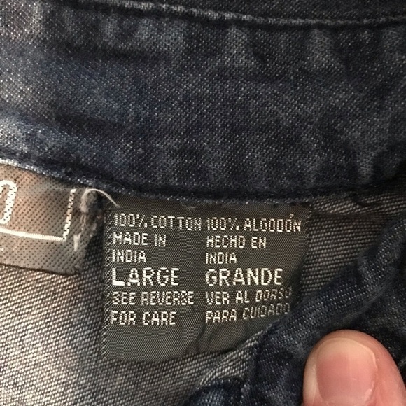 Vintage Way To Go Chambray Noah’s ark Embroidery Button Up Top Size L - Picture 5 of 5